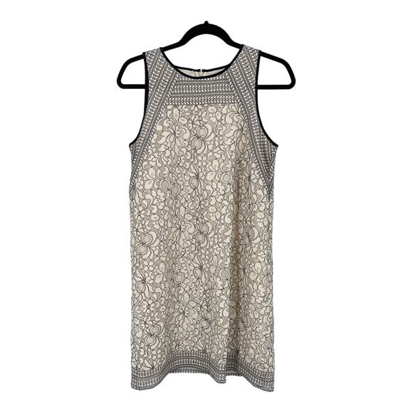 LOFT dress floral lace shift cream black size 4 - Picture 1 of 4